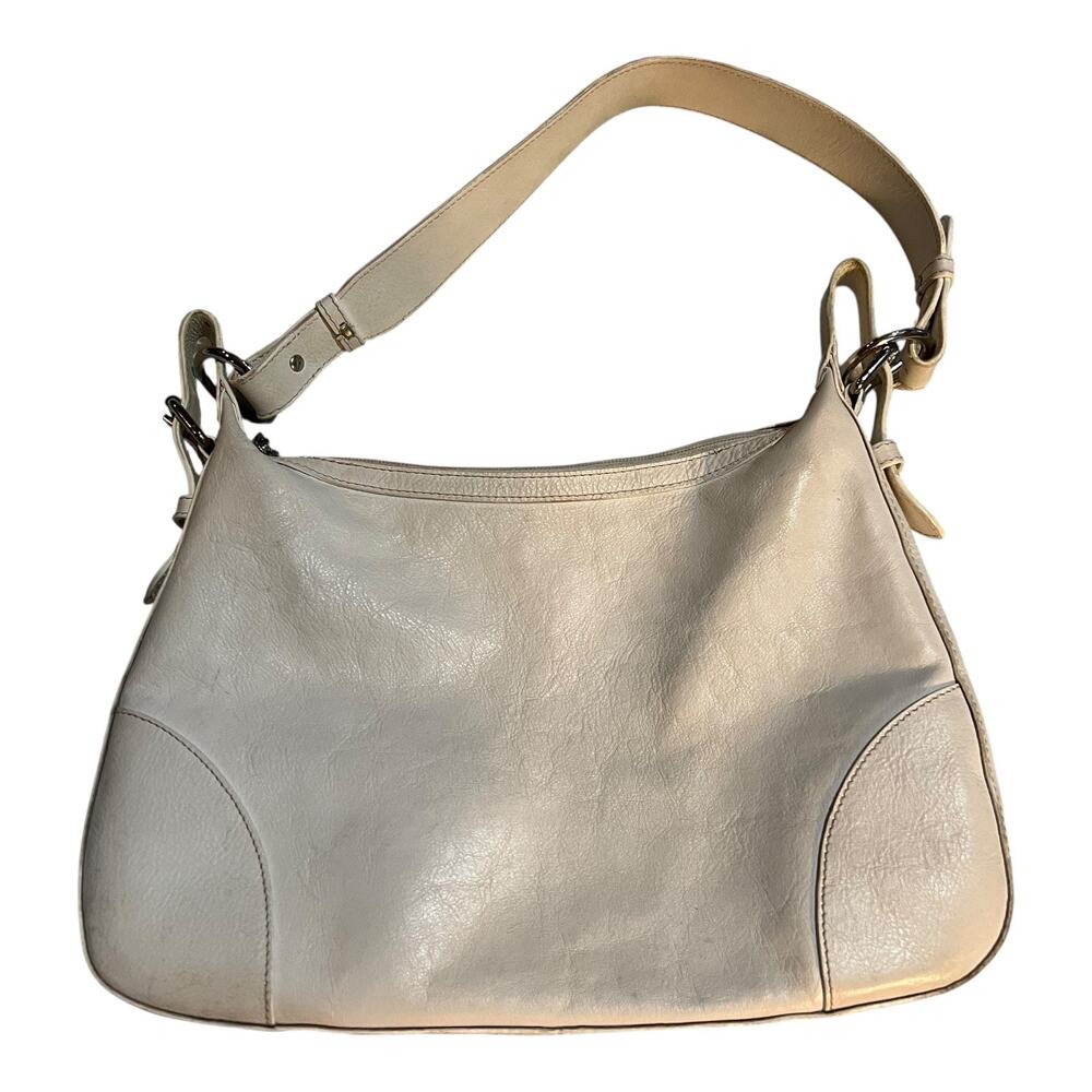 Vintage DR Pelletterie Firenze Handbag Shoulder Tote Italian Leather Bone White
